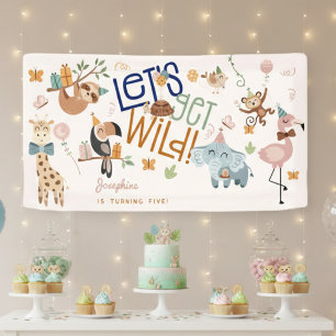 Lasst uns wilde Safari-Tiere Kindergeburtstag Part Banner