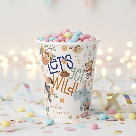 Lasst uns wilde Safari-Tiere Kindergeburtstag Part Pappbecher