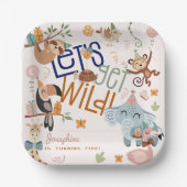 Lasst uns wilde Safari-Tiere Kindergeburtstag Part Pappteller (Vorderseite)