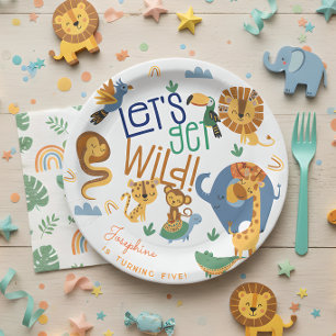 Lasst uns wilde Safari-Tiere Kindergeburtstag Part Pappteller