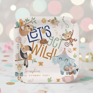 Lasst uns wilde Safari-Tiere Kindergeburtstag Part Pappteller