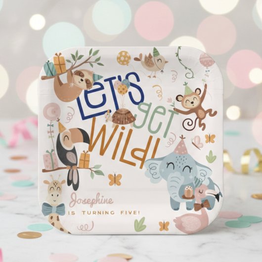 Lasst uns wilde Safari-Tiere Kindergeburtstag Part Pappteller