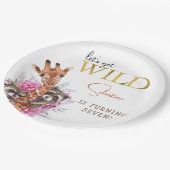 Lasst uns wilde Safari-Tiere Kindergeburtstag Part Pappteller (Schrägansicht)