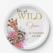 Lasst uns wilde Safari-Tiere Kindergeburtstag Part Pappteller (Vorderseite)