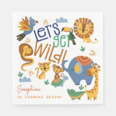 Lasst uns wilde Safari-Tiere Kindergeburtstag Part Serviette (Vorderseite)