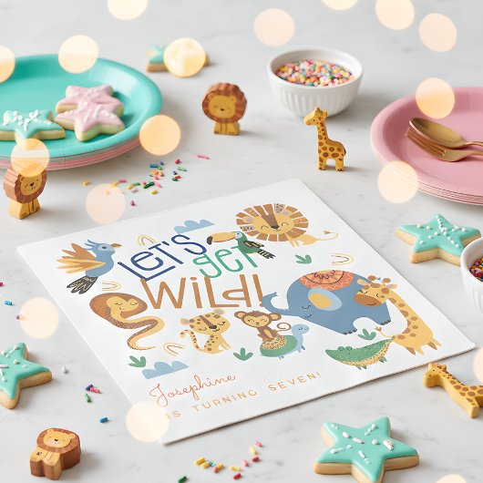 Lasst uns wilde Safari-Tiere Kindergeburtstag Part Serviette