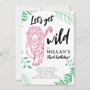 Lasst uns wilde Tiger-Geburtstagseinladung bekomme Einladung