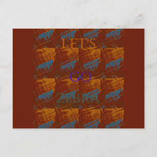Lasst uns Zebra-Safari-Kunst drucken/Grafik Postkarte