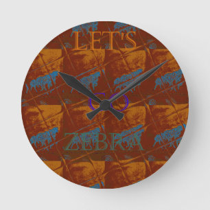 Lasst uns Zebra-Safari-Kunst drucken/Grafik Runde Wanduhr