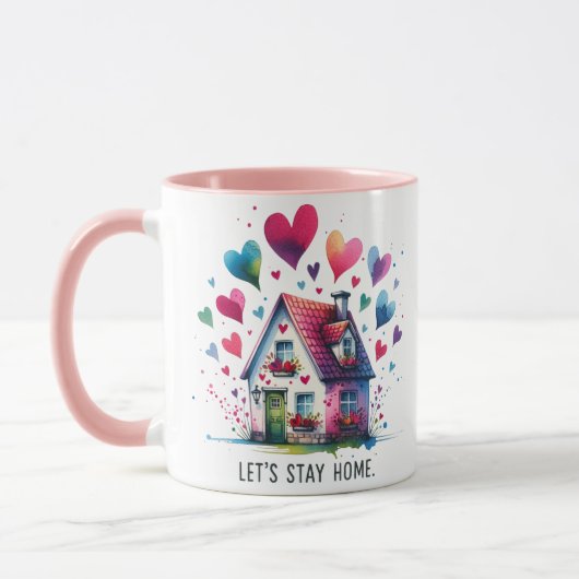Lasst uns Zuhause Cozy Bleibe Tasse (Links)