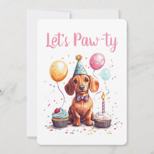 Lasst uns zum Geburtstag des Dachshund-Hundes feie Einladung