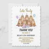 Lasst uns zur 5. Geburtstagsfeier vom Murmeltier k Dankeskarte (Vorderseite)