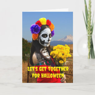 Lasst uns zusammen Halloween feiern. Karte