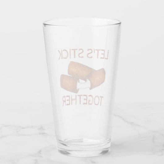 Lasst uns zusammenhalten Mozzarella-Käse-Sticks Glas (Rückseite)