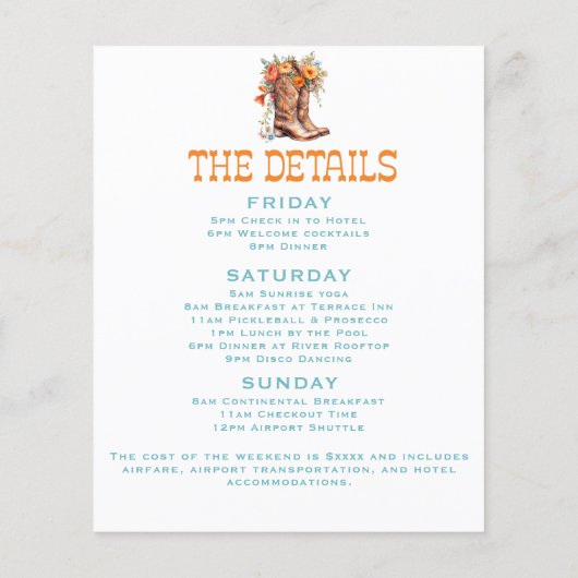 Last Bash Nash Cowgirl Junggeselinnen-Abschied Bud Flyer (Hinten)