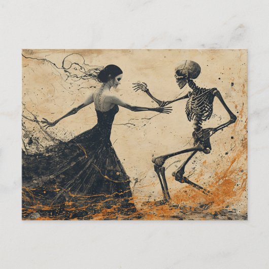 Last Dance - Vintage dancing skeleton dark art Postkarte (Vorderseite)