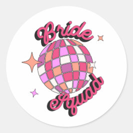 last disco bachelorette party pink disco ball runder aufkleber