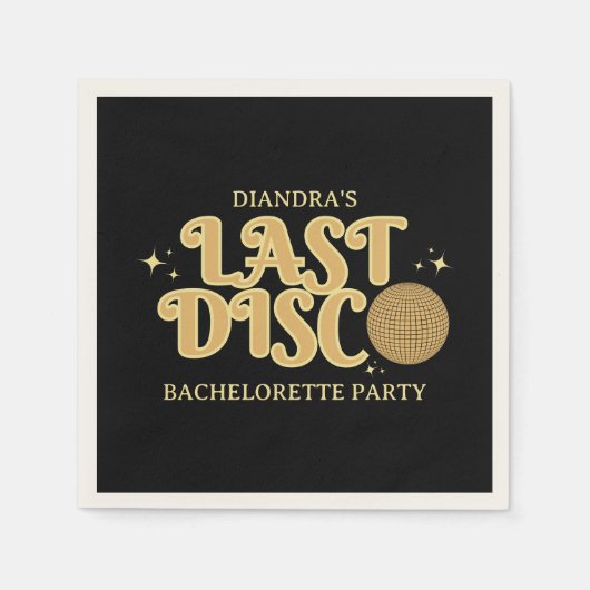 Last Disco Golden Retro 70s Bachelorette Party Serviette (Vorderseite)