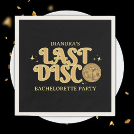 Last Disco Golden Retro 70s Bachelorette Party Serviette