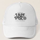 Last Disco Name Retro Silver 70s Bachelorette  Truckerkappe (Vorderseite)