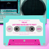 Last Disco Pink And Turquoise Retro Cassette Tape  Einladung