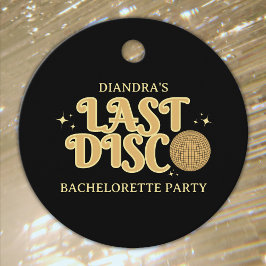 Last Disco Retro Black and Gold 70s Bachelorette Geschenkanhänger