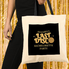 Last Disco Retro Black and Gold 70s Bachelorette Tragetasche