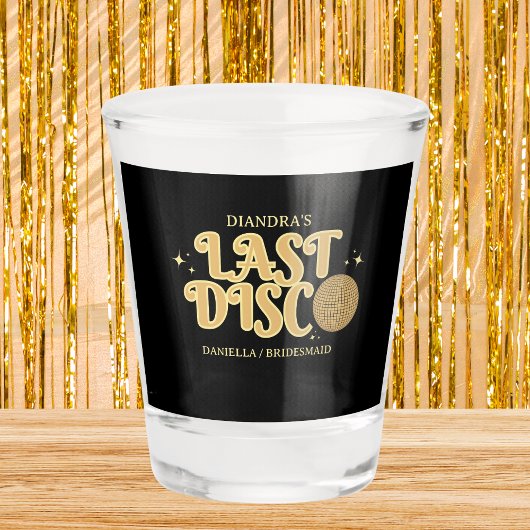 Last Disco Retro Golden & Black 70s Bachelorette  Schnapsglas