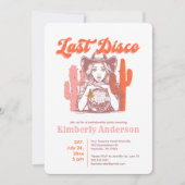 Last Disco Retro Pink Cowgirl Bachelorette Party  Einladung (Vorderseite)