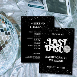 Last Disco Retro Silver 70s Bachelorette Weekend Einladung