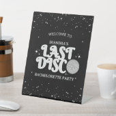 Last Disco Silver Retro Bachelorette Welcome Sockelschild (In SItu)