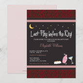 Last Fling Zebra Bachelorette Invitation (crimson) Einladung (Vorne/Hinten)