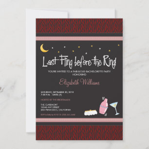Last Fling Zebra Bachelorette Invitation (crimson) Einladung
