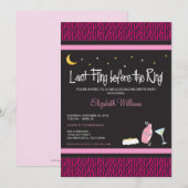 Last Fling Zebra Bachelorette Invitation (fuschia) Einladung (Vorne/Hinten)