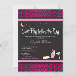 Last Fling Zebra Bachelorette Invitation (fuschia) Einladung