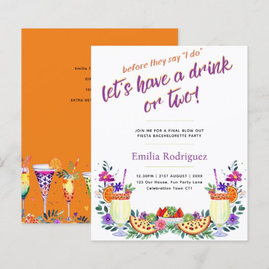 Last Flying Fiesta Cocktails Tacos Bachelorette (Vorne/Hinten)