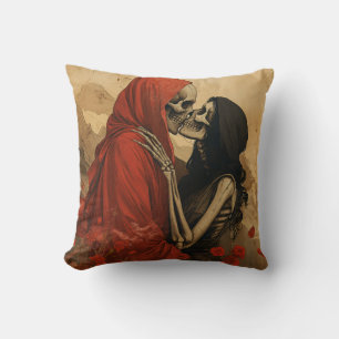 Last Kiss vintage skeleton goth art Kissen