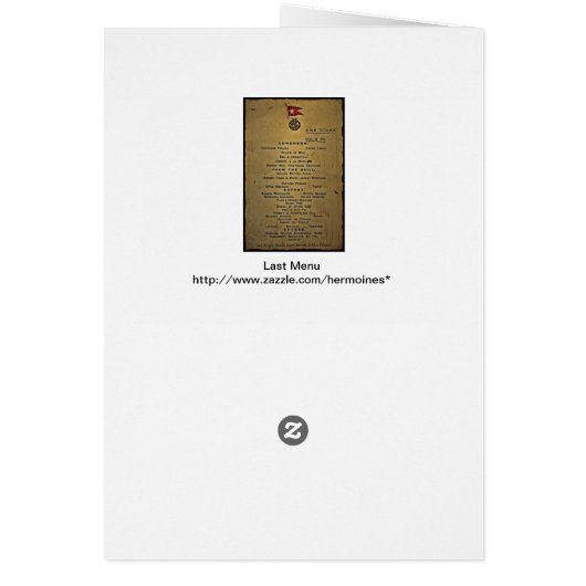 Last Menu RMS Titanic (Hinten)