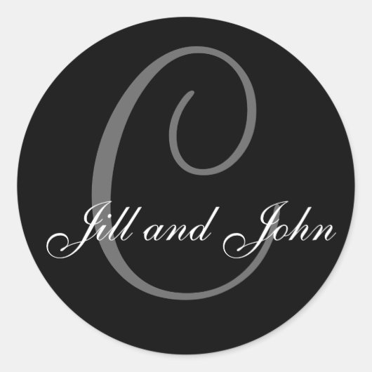 Last Name Initial C plus First Names Black Sticker (Vorderseite)
