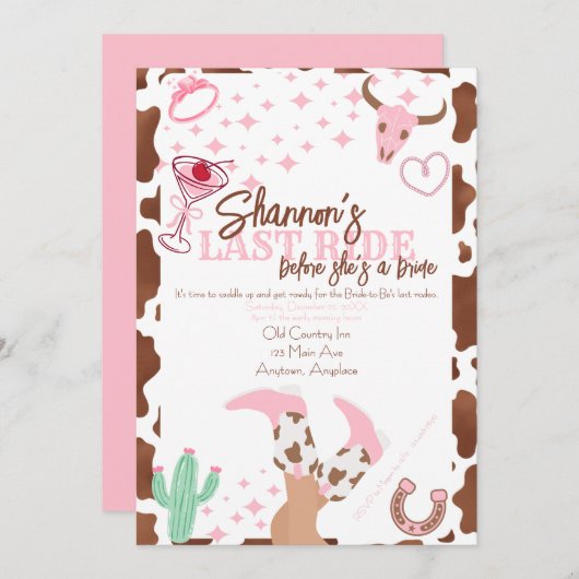 Last Ride Bachelorette Party Einladung (Vorne/Hinten)