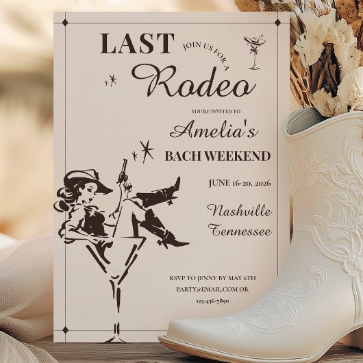 Last Rodeo Bachelorette Weekend Itinerary Einladung