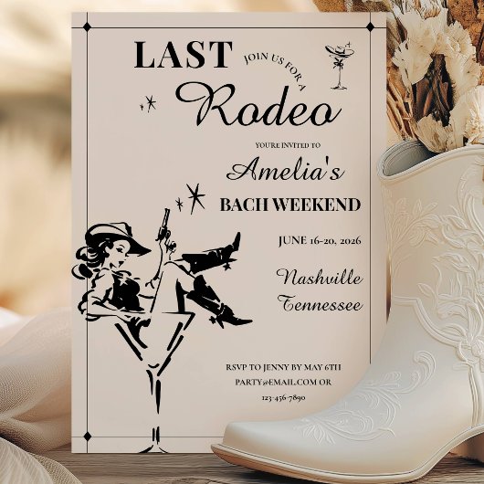 Last Rodeo Bachelorette Weekend Itinerary Invitati Einladung