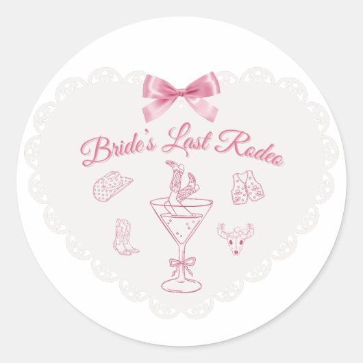 "Last Rodeo Bride Stamm Western Bachelorette" Runder Aufkleber (Vorderseite)