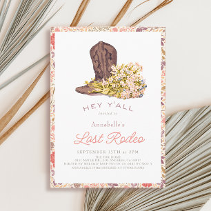 Last Rodeo Cowboy Boot & Bouquet Brautparty Einladung