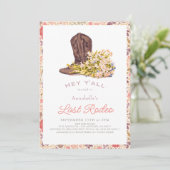 Last Rodeo Cowboy Boot & Bouquet Brautparty Einladung (Stehend Vorderseite)