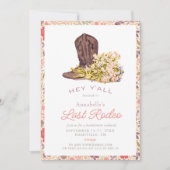 Last Rodeo Cowboy Boot Bouquet Junggeselinnen-Absc Einladung (Vorderseite)