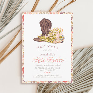 Last Rodeo Cowboy Boot Bouquet Junggeselinnen-Absc Einladung