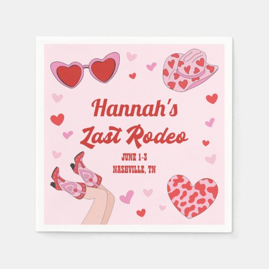 Last Rodeo Cowgirl Bachelorette Cocktail Napkins Serviette (Vorderseite)