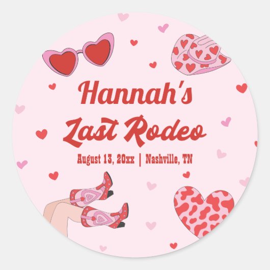 Last Rodeo Cowgirl Bachelorette Runder Aufkleber (Vorderseite)