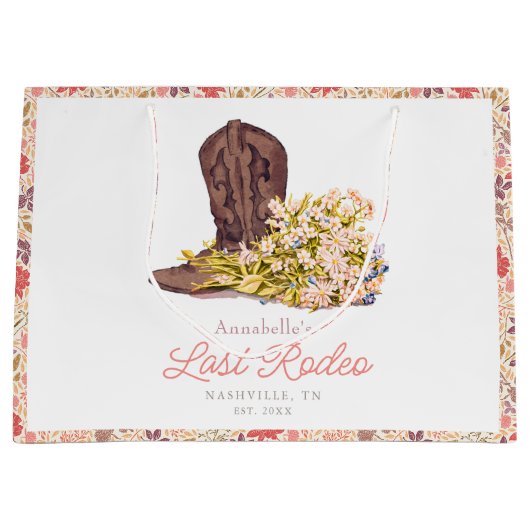 Last Rodeo Cowgirl Boot Floral Bachelorette Große Geschenktüte (Vorderseite)